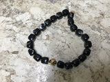 Resin Bead Chunky Necklace-Black and Gold