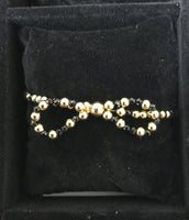 Bow Gold Filled and Swarovski Beaded Bracelet Black