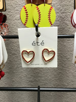 Gold Heart with Red Stone Earrings