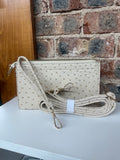 Beige Ostrich Crossbody Purse