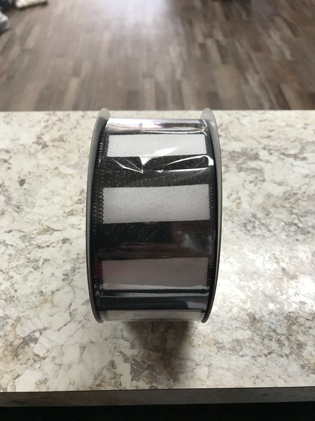 Black and White Glitter Stripe Horizontal Ribbon