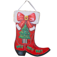 RT HoHoHo Cowboy Boot PVC Door Hanger