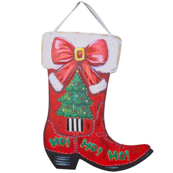 RT HoHoHo Cowboy Boot PVC Door Hanger