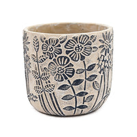 SM Gray Sand and Cement Planters with Blue Floral Motif