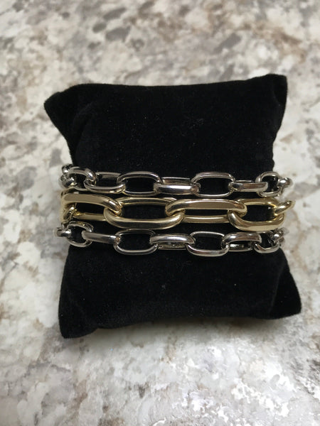 Gold and Silver Paper Clip Bracelet