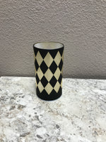 Black & Gold Laser Engraved Harlequin LED Cylinders w/Timers 6 Inch
