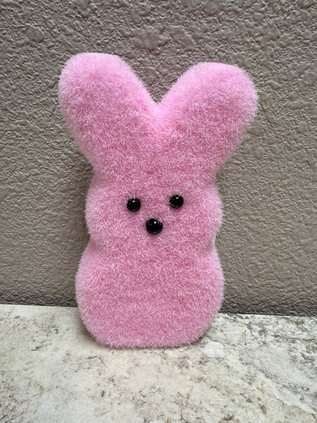 FLOCKED STYRO BUNNY PEEP 6.25" PINK