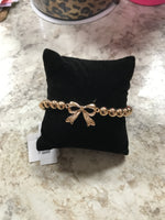 Gold Large Bead Bracelet with Bow