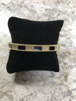Gold Bangle with Black and C.Z Accents