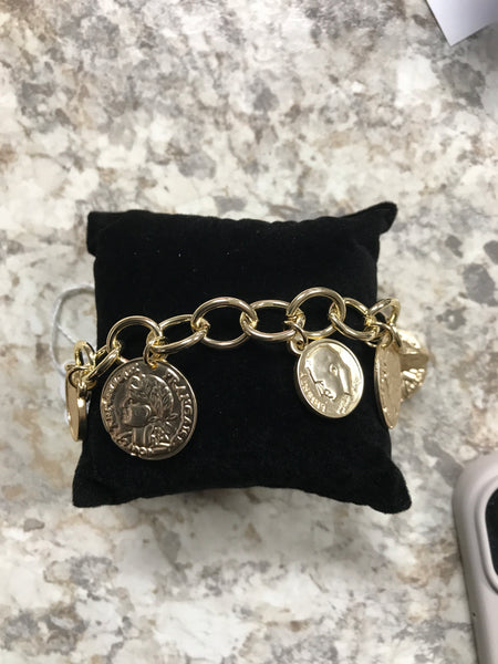 Gold Coin Charm Bracelet