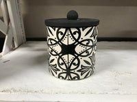 5.5 inch black & white stoneware canister