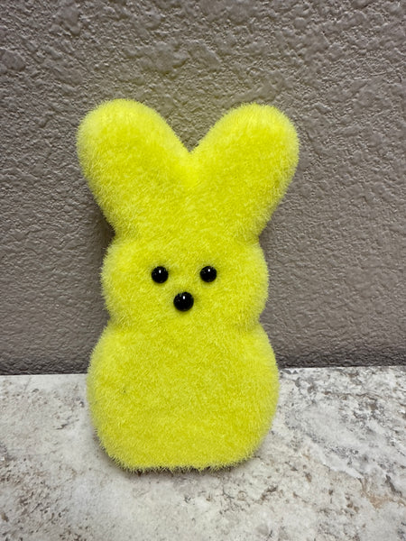 FLOCKED STYRO BUNNY PEEP 6.25" DARK YELLOW