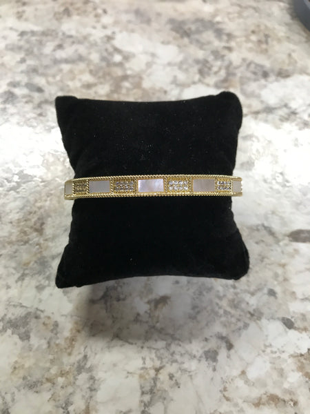 Gold Bangle with White and C.Z Accents