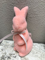 8" Pink Plastic Flocked Easter Bunny