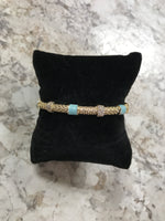 Gold Textured Bracelet with Turquoise Accents