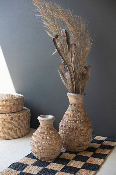 Carved Wooden Vase (Large)