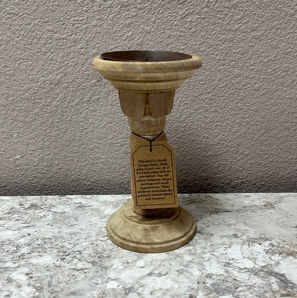 Wood and Metal Candle Holder, Small