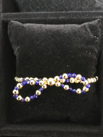 Bow Gold Filled and Swarovski Beaded Bracelet Blue