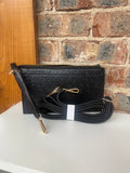 Black Ostrich Crossbody Purse