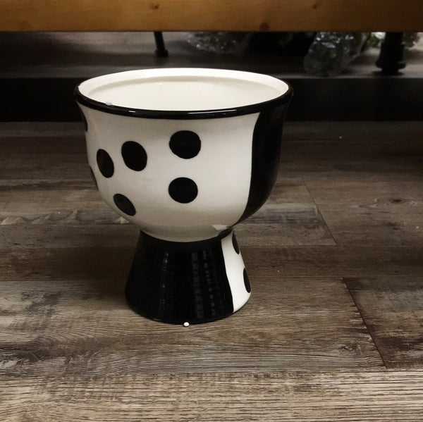 Black and white polka dot vase