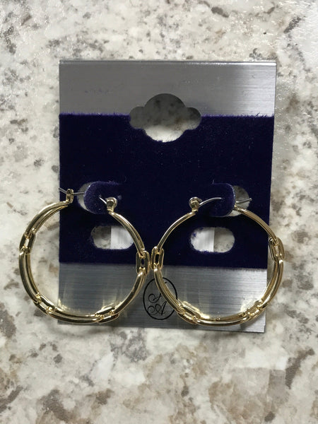 Gold Paper Clip Hoop Earrings