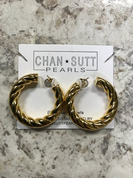 Gold Twist Hoop Earrings