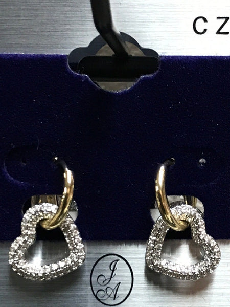 Gold C.Z Heart Hoop