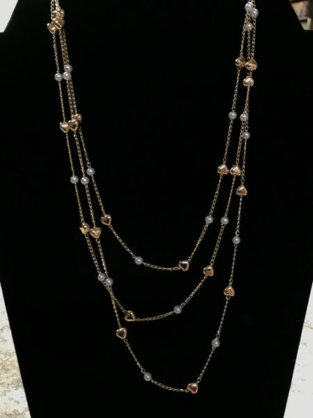 Gold and Pearl Bead Necklace