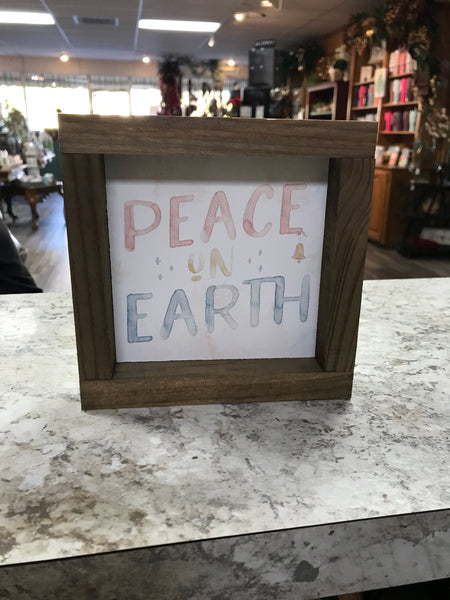 Wood Sign-Peace On Earth 6x6