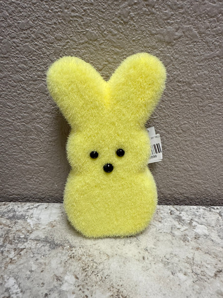 FLOCKED STYRO BUNNY PEEP 6.25" LIGHT YELLOW