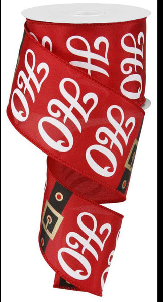 2.5" x 10yd Santa Belt W/"Ho Ho Ho"