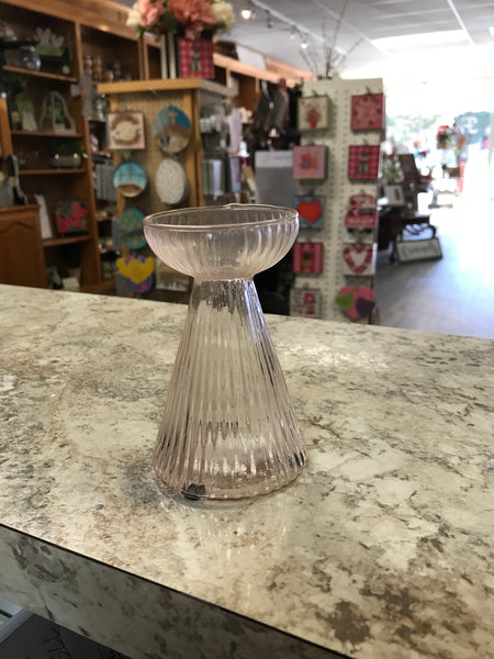 Glass Vase and Taper Holders Pink