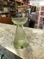 Glass Vase and Taper Holders Green