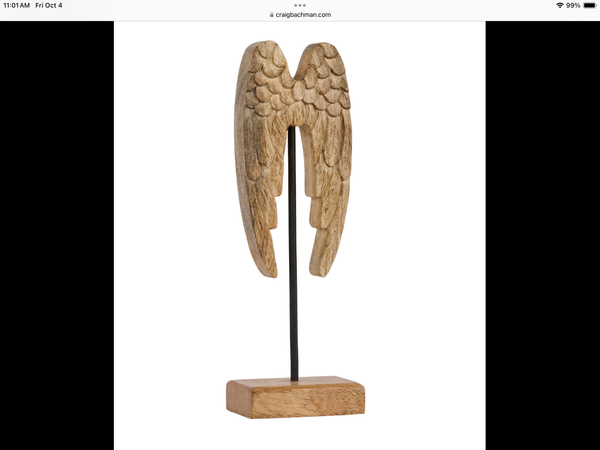 12"H x 4"W Mango Wood Angel Wings