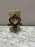 Cream & Gold Wash Short Candle