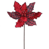 24"BEAD EDGE CHECK/VELVET POINSETTIA STEM