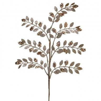 30" Sequin Leaf Iced Spray