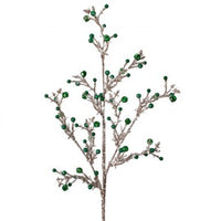 30" ICED JINGLE BELL/BALL SPRAY- GREEN