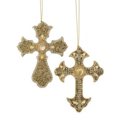 7.5" Jeweled W/Bead Cross Ornament