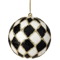 4" HARLEQUIN GLITTER BALL ORNAMENT