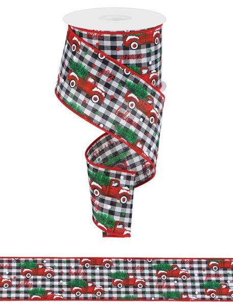 Christmas Truck Checkered Ribbon