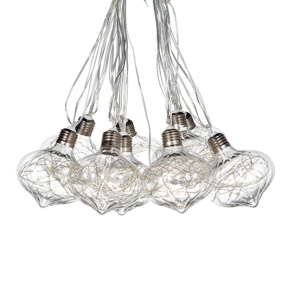 18'L Christmas LED Garland String Lights W/9 Pcs 4" Balls, Warm White