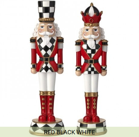 13" Red Resin Royal Nutcracker Checkered Suit