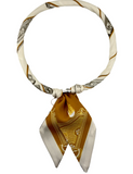 Twilly Necklace With Magnetic Closure-Beige and Mustard Yellow