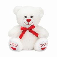 White Plush Bears with Embroidered Hearts