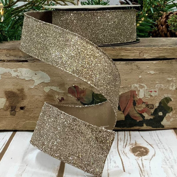 Vintage Glitter Platinum Ribbon