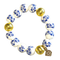 Blue and White Floral Beaded Brianna Bracelet