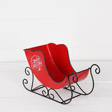 Vintage red metal sleigh w. Merry Christmas