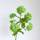 40"Long-5 Blooms-Premium Faux Snowball hydrangea spray: Pale Green