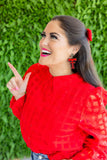Red Glitter Vintage Double T Earrings
